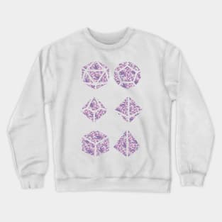 Pink and Blue Gradient Rose Vintage Pattern Silhouette Polyhedral Dice - Dungeons and Dragons Design Crewneck Sweatshirt